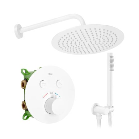 Rea Lungo Miler Zestaw prysznicowy podtynkowy termostatyczny  biały REA-P6614