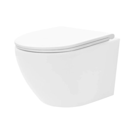 Rea Carlo Mini Zestaw Toaleta WC Rimless Tornado Pro bez kołnierza spłukiwanie wirowe kr&oacute;tka + deska wolnoopadająca biały REA-C8770