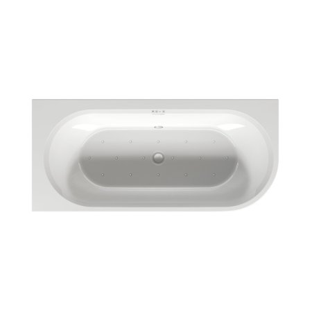 Riho Desire Corner LED Wanna narożna z hydromasażem 184x84 cm z napełnianiem przez przelew z oświetleniem LED prawa + obudowa + nóżki chrom/biały B087010005