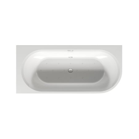 Riho Desire Corner LED Wanna narożna z hydromasażem 184x84 cm z napełnianiem przez przelew z oświetleniem LED prawa + obudowa + nóżki chrom/biały mat B087010105