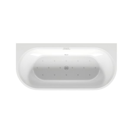 Riho Desire Wanna wolnostojąca z hydromasażem 180x84 cm przyścienna z napełnianiem przez przelew z oświetleniem LED + obudowa + nóżki chrom/biały mat B089014105