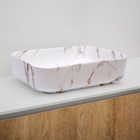 Riho Livit Marmic Umywalka nablatowa 50x39 cm biały marmur W031006M00  