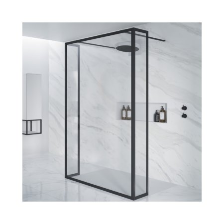 Riho Lucid GD404 Swing Kabina prysznicowa walk-in 180x40x200 cm profile czarny mat szkło przezroczyste G005069121