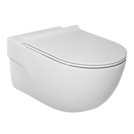 Roca Meridian Compacto Zestaw Toaleta WC podwieszana 48x36 cm Rimless bez kołnierza z deską wolnoopadającą slim Duroplast biała A34H242000