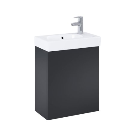 Roca Mini-N Unik Zestaw szafka podumywalkowa 45x24,9x49,6 cm czarny mat + umywalka meblowa biała A852445532