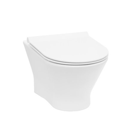 Roca Nexo Toaleta WC podwieszana 53,5x36 cm Rimless bez kołnierza z deską sedesową wolnoopadającą Slim, biała A34H64L000