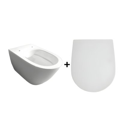 Roca Ona Zestaw Toaleta WC podwieszana Rimless bez kołnierza + deska wolnoopadająca biały A34H688000