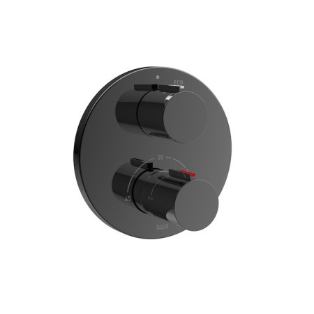 Roca T-1000 Black Bateria wannowo-prysznicowa termostatyczna podtynkowa czarny połysk A5A2C09CN0