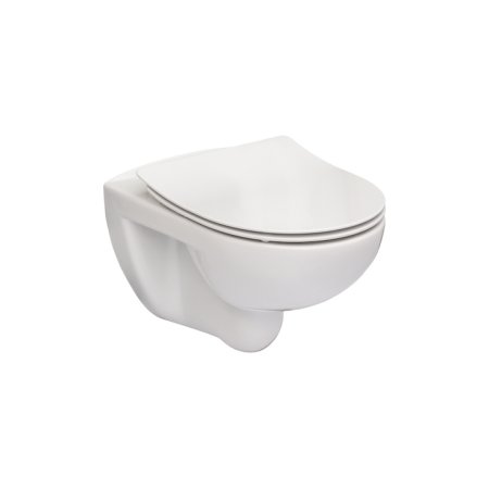 Roca Victoria Toaleta WC podwieszana 54x37 cm Rimless, z deską Slim wolnoopadającą Duroplast, biała A34H398000