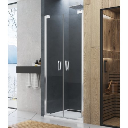 Ronal Sanswiss Cadura CA2C Drzwi prysznicowe wahadłowe 90x200 cm, profile srebrny połysk szkło przezroczyste Aquaperle CA2C0905007