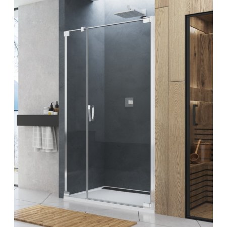 Ronal Sanswiss Cadura CA31C D Drzwi prysznicowe wahadłowe 100x200 cm ze ścianką stałą prawe, profile srebrny połysk szkło przezroczyste Aquaperle CA31CD1005007