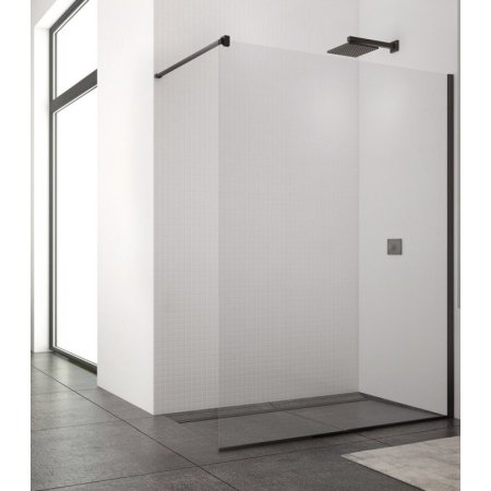 Ronal Sanswiss Easy Black Ścianka prysznicowa Walk-in 160x200 cm, profile czarny mat szkło przezroczyste Aquaperle STR4P1600607