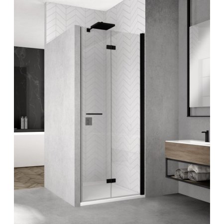 Ronal Sanswiss Solino Black SOLF1 D Drzwi prysznicowe składane 90x200 cm prawe, profile czarny mat szkło przezroczyste Aquaperle SOLF1D0900607