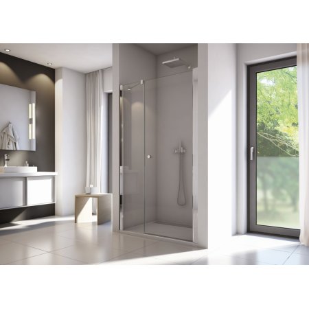 Ronal Sanswiss Solino Drzwi prysznicowe wahadłowe 120x200 cm ze ścianką stałą, profile srebrny połysk szkło przezroczyste Aquaperle SOL3112005007