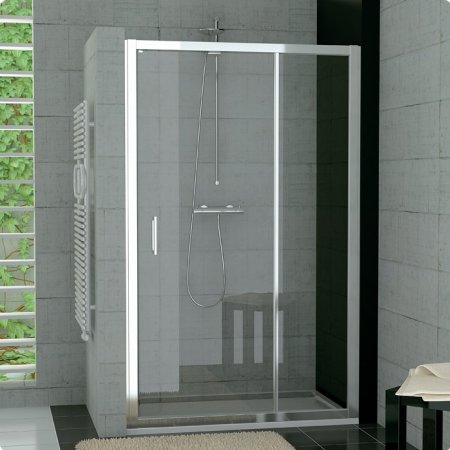 Ronal Sanswiss Top-Line Drzwi jednoczęściowe ze ścianką stałą w linii 110x190 cm, profile srebrny mat szkło przezroczyste TED11000107