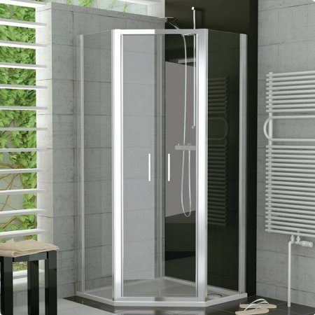 Ronal Sanswiss Top-Line Kabina pięciokątna z drzwiami otwieranymi 90x190 cm, profile białe szkło przezroczyste TOP5260900407