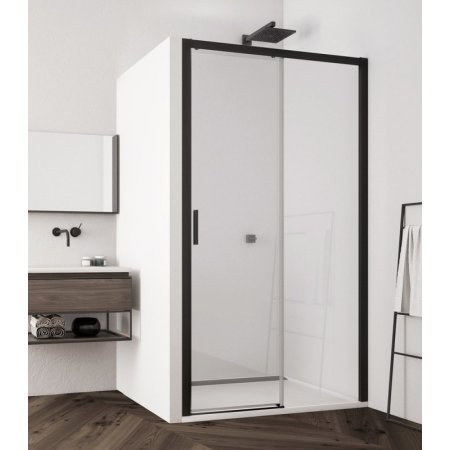 Ronal Sanswiss Top-Line S Black TLS2 D Drzwi prysznicowe przesuwne 100x200 cm ze ścianką stałą prawe, profile czarny mat szkło przezroczyste Aquaperle TLS2D1000607