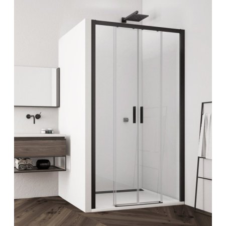 Ronal Sanswiss Top-Line S Black TLS4 Drzwi prysznicowe przesuwne 120x200 cm, profile czarny mat szkło przezroczyste Aquaperle TLS41200607