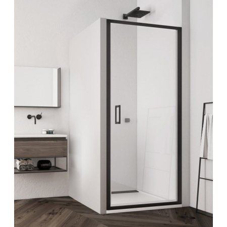 Ronal Sanswiss Top-Line S Black TLSP Drzwi prysznicowe wahadłowe 90x200 cm, profile czarny mat szkło przezroczyste Aquaperle TLSP0900607