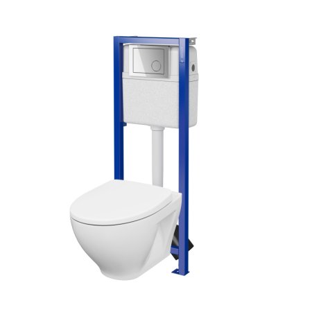 Cersanit Moduo SET B960 Zestaw Toaleta WC bez kołnierza + deska wolnoopadająca + stelaż podtynkowy WC Economy + przycisk WC S701-733