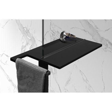 Huppe Select+ Organizer Shower Board na zacisk Półka pod prysznic z wieszakiem na ręcznik 40x22 cm czarna Black Edition SL2401123