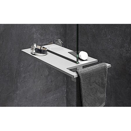Huppe Select+ Organizer Shower Board na zacisk Półka pod prysznic z wieszakiem na ręcznik 40x22 cm srebrna matowa SL2401087