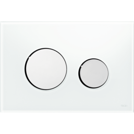 Tece Loop Przycisk spłukujący do WC szklany, szkło białe, przyciski chrom połysk 9240660