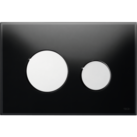 Tece Loop Przycisk spłukujący do WC szklany, szkło czarne, przyciski chrom połysk 9240656