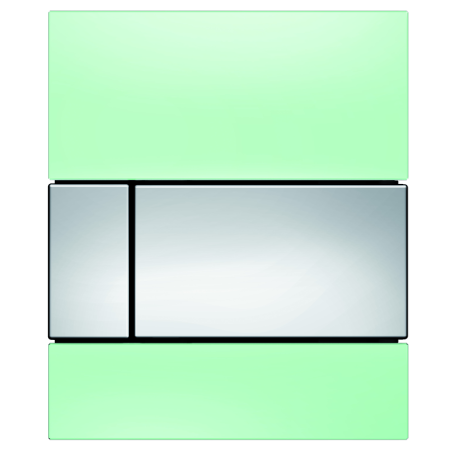 Tece Square Przycisk spłukujący do pisuaru szklany, szkło zielone, przyciski chrom połysk 9242805
