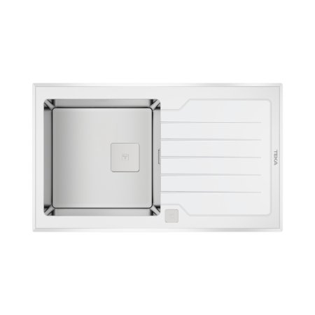 Teka Diamond RS15 1B 1D 86 Zlewozmywak stalowy szklany jednokomorowy 86x51 cm białe szkło 115100012