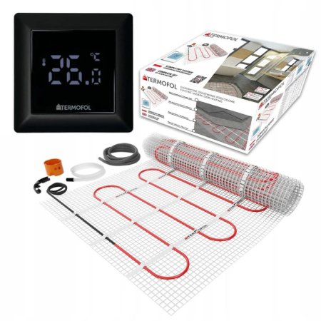 Termofol Zestaw Mata grzewcza 0,5 m2 75 W z termoregulatorem H6 czarny TF-HM-150.05.H6.BLACK