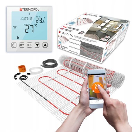 Termofol Zestaw Mata grzewcza 12 m2 1800 W z termoregulatorem TF-WiFi biały TF-HM-150.120.WIFI