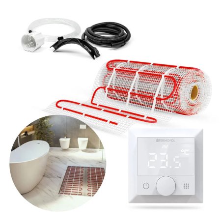 Termofol Zestaw Mata grzewcza 4 m2 600 W z termoregulatorem TF-H5 biały TF-HM-150.40.H5
