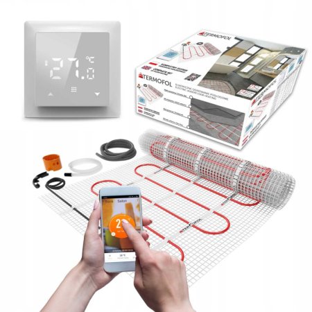 Termofol Zestaw Mata grzewcza 4 m2 600 W z termoregulatorem TF-H6 biały TF-HM-150.40.H6WIFI