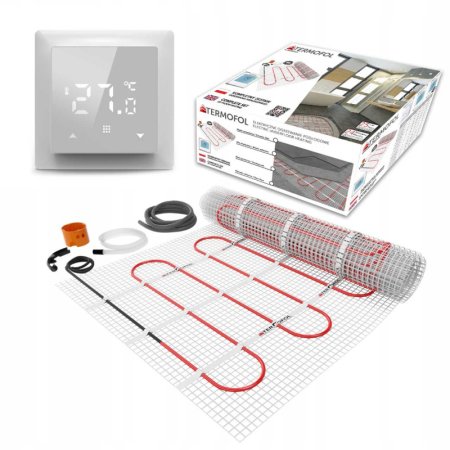Termofol Zestaw Mata grzewcza 8 m2 1200 W z termoregulatorem TF-H6 biały TF-HM-150.80.H6