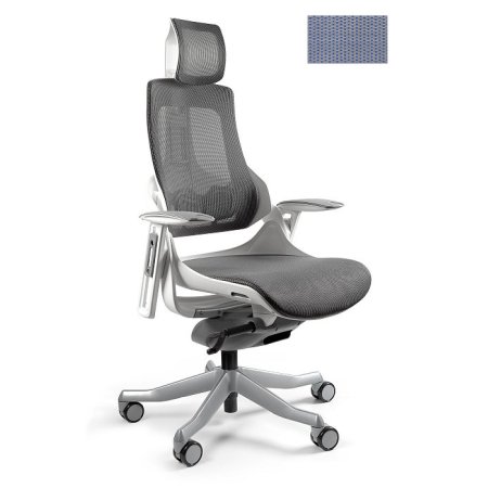 Unique Wau fotel biurowy biały/siatka royalblue W-609-W-NW43