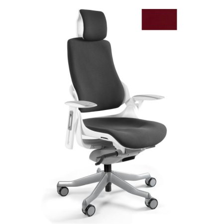 Unique Wau fotel biurowy biały/tkanina deepred W-609-W-BL402