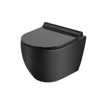 UpTrend Caneo Black Zestaw Toaleta WC 48,5x35,5x34,5 cm bez kołnierza krótka + deska wolnoopadająca czarny mat TR2196D-U18