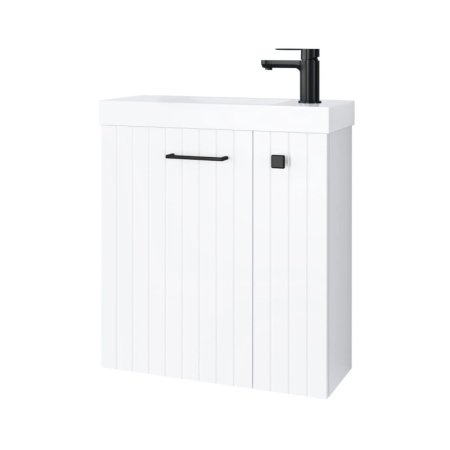 UpTrend Nook Zestaw Szafka podumywalkowa 55x22x65 cm biały mat/uchwyty czarny mat + umywalka meblowa biała 010-SU55-04+TR41366