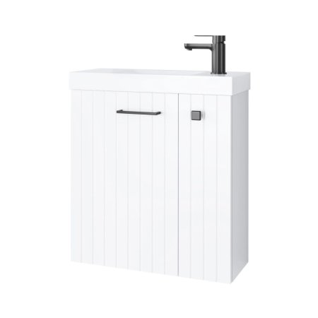 UpTrend Nook Zestaw Szafka podumywalkowa 55x22x65 cm biały mat/uchwyty gun mat + umywalka meblowa biała 010-SU55-03+TR41366