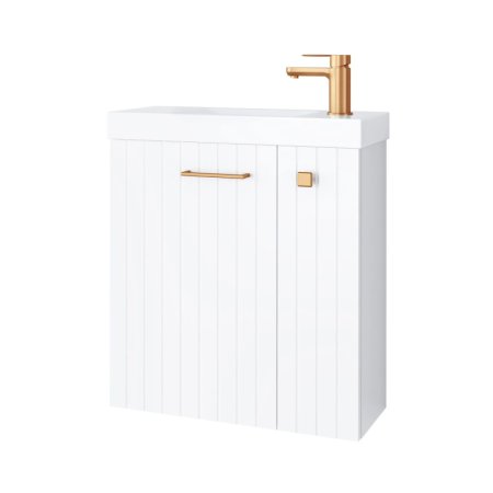 UpTrend Nook Zestaw Szafka podumywalkowa 55x22x65 cm biały mat/uchwyty miedź + umywalka meblowa biała 010-SU55-02+TR41366