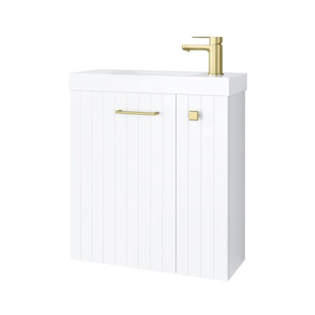 UpTrend Nook Zestaw Szafka podumywalkowa 55x22x65 cm biały mat/uchwyty złote + umywalka meblowa biała 010-SU55-01+TR41366