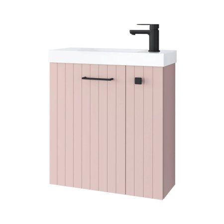 UpTrend Nook Zestaw Szafka podumywalkowa 55x22x65 cm Rose mat/uchwyty czarny mat + umywalka meblowa biała 010-SU55-12+TR41366