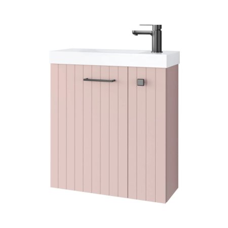 UpTrend Nook Zestaw Szafka podumywalkowa 55x22x65 cm Rose mat/uchwyty Gun metal + umywalka meblowa biała 010-SU55-11+TR41366