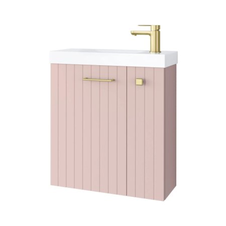 UpTrend Nook Zestaw Szafka podumywalkowa 55x22x65 cm Rose mat/uchwyty złoto + umywalka meblowa biała 010-SU55-09+TR41366