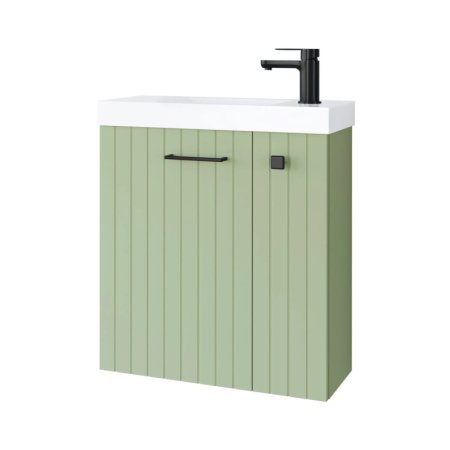 UpTrend Nook Zestaw Szafka podumywalkowa 55x22x65 cm szałwia mat/uchwyty czarny mat + umywalka meblowa biała 010-SU55-08+TR41366