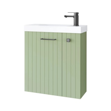 UpTrend Nook Zestaw Szafka podumywalkowa 55x22x65 cm szałwia mat/uchwyty gun metal + umywalka meblowa biała 010-SU55-07+TR41366