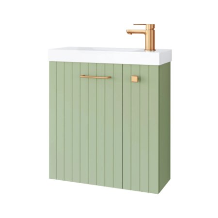 UpTrend Nook Zestaw Szafka podumywalkowa 55x22x65 cm szałwia mat/uchwyty miedź + umywalka meblowa biała 010-SU55-06+TR41366
