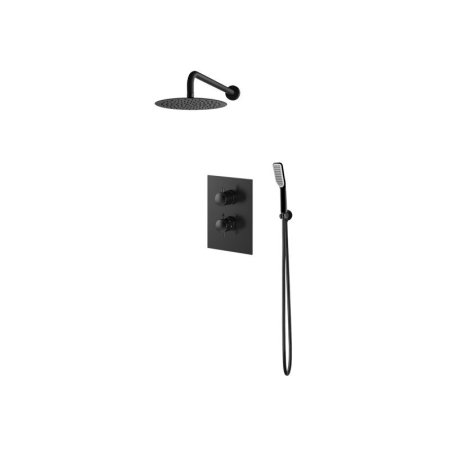 Vedo Aletta Nero III Zestaw prysznicowy podtynkowy termostatyczny z deszczownicą 25 cm czarny mat VBA5223/25/CZ/TERMO