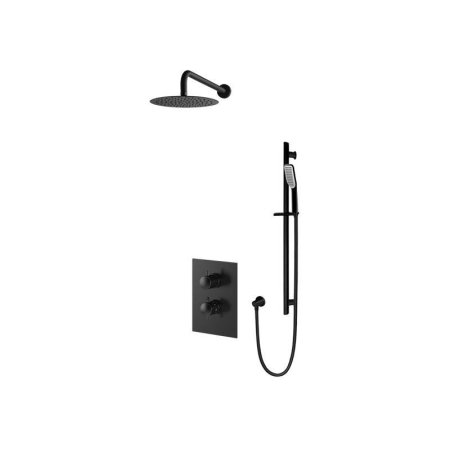 Vedo Aletta Nero IV Zestaw prysznicowy podtynkowy termostatyczny z deszczownicą 25 cm czarny mat VBA5224/25/CZ/TERMO